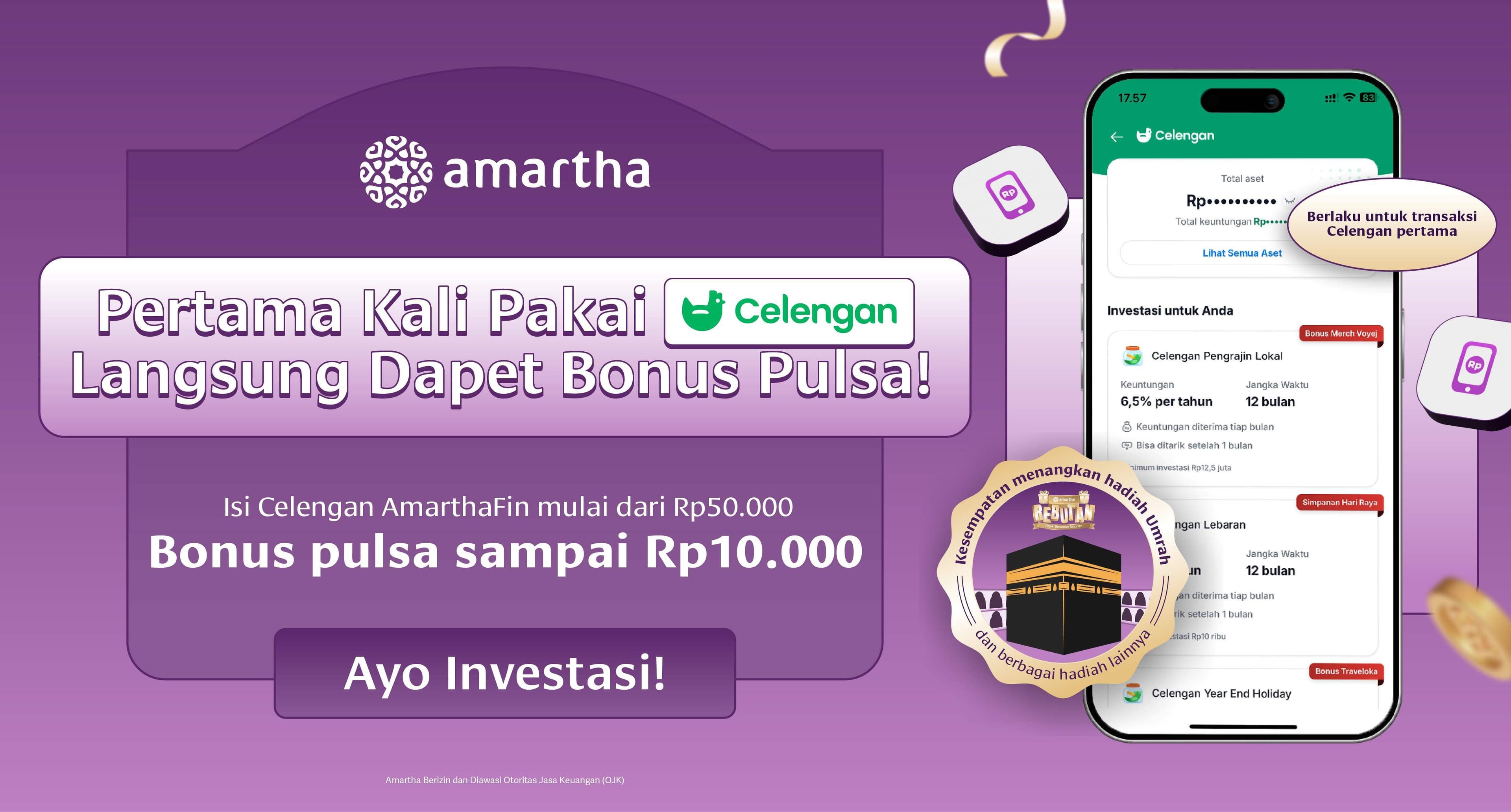 Mulai Investasi Pertama & Nikmati Bonus Pulsa hingga Rp10.000!