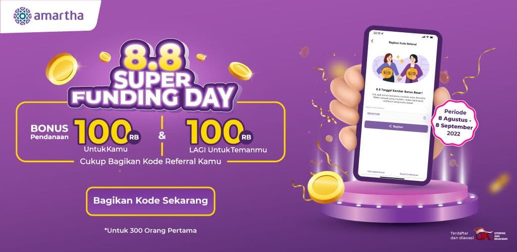 8.8 SUPER FUNDING DAY! Bagikan Kode Referral Dapat Bonus Rp100.000!