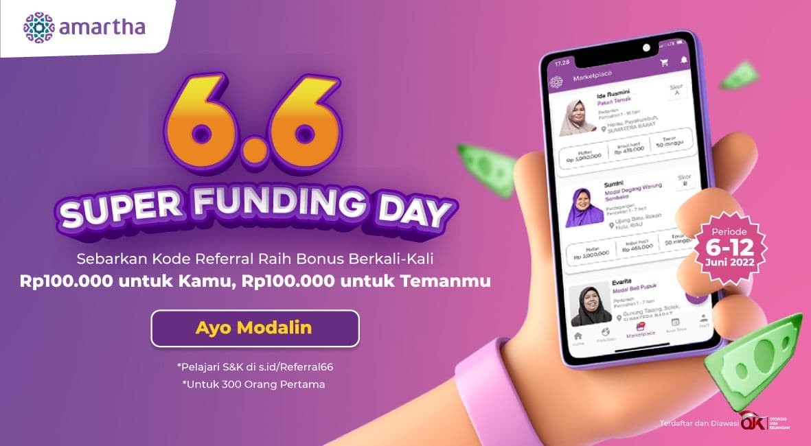 Bagikan Kode Referral Amartha Dapat Bonus 100 Ribu Berkali-kali. Ini Caranya!
