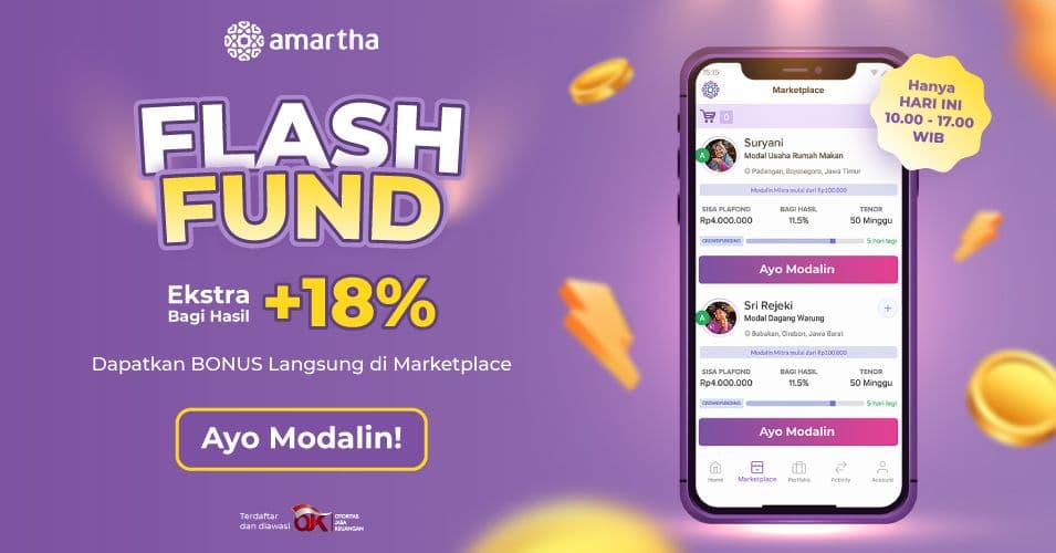 Ekstra Bagi Hasil 18% di Flash Fund Amartha. Modalin Sekarang!