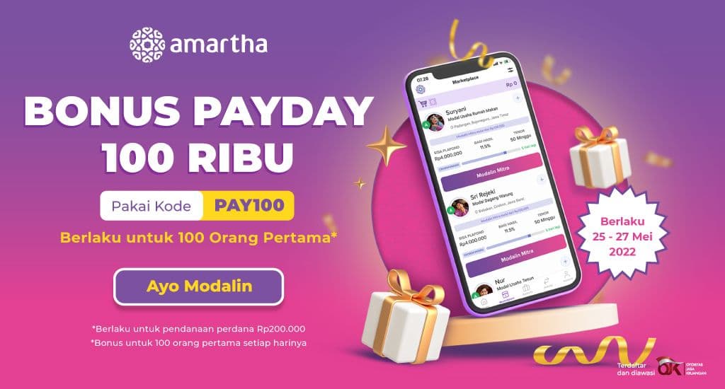 Bonus Gajian Untuk Pendana Pertama Amartha. Ayo Modalin!
