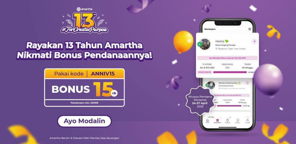 Bonus Khusus Pendana Pertama Saat Rayakan Anniversary Amartha!