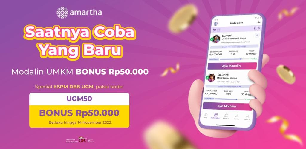 BONUS Spesial Rp 50.000 Pendana Pertama KSPM DEB UGM