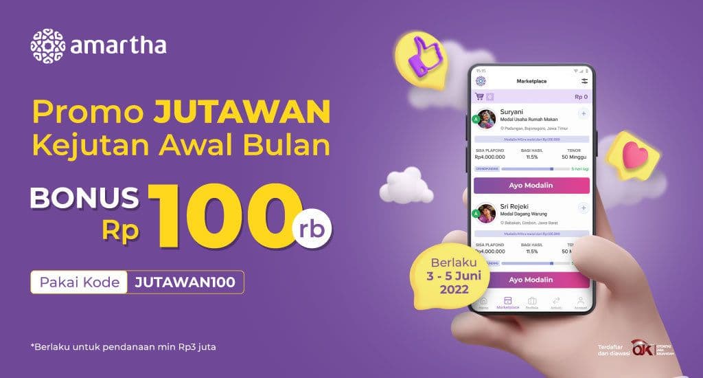 Kejutan Awal Bulan, Bonus 100 Ribu di Marketplace Amartha