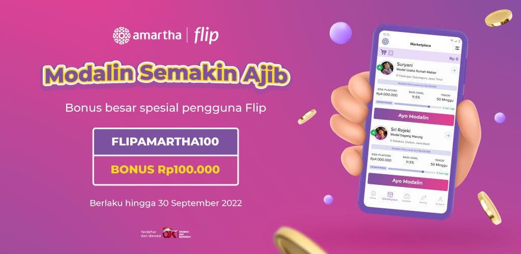 Modalin Semakin Ajib, BONUS Rp100.000 Spesial Teman Flip!