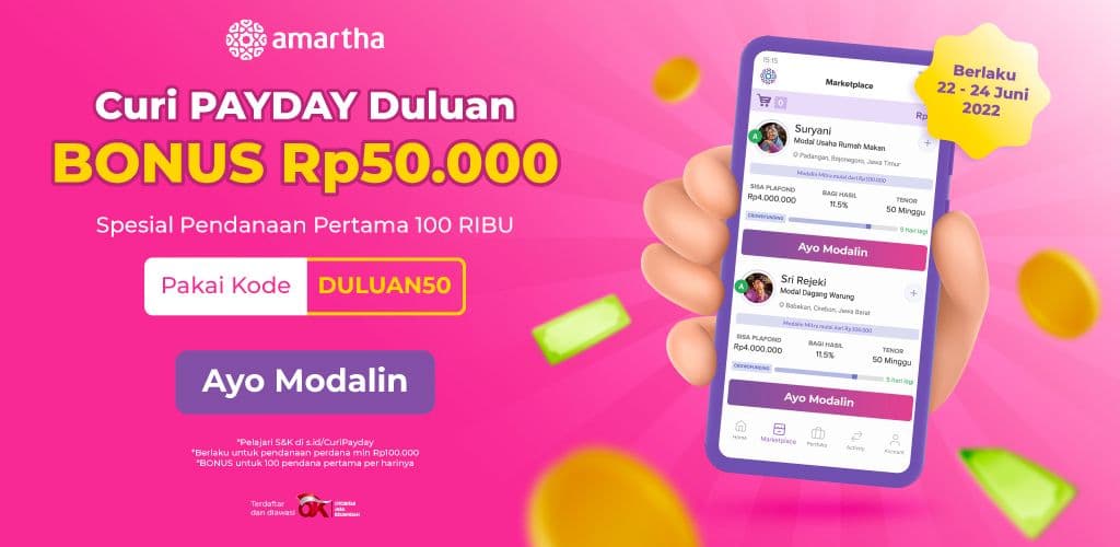 Payday Duluan Bonus Rp50.000 dari Amartha!