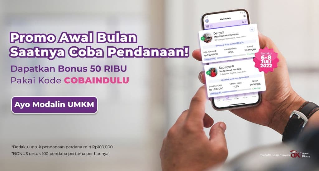 Pendanaan Awal Bulan, Ekstra Bonus Rp50.000 dari Amartha!