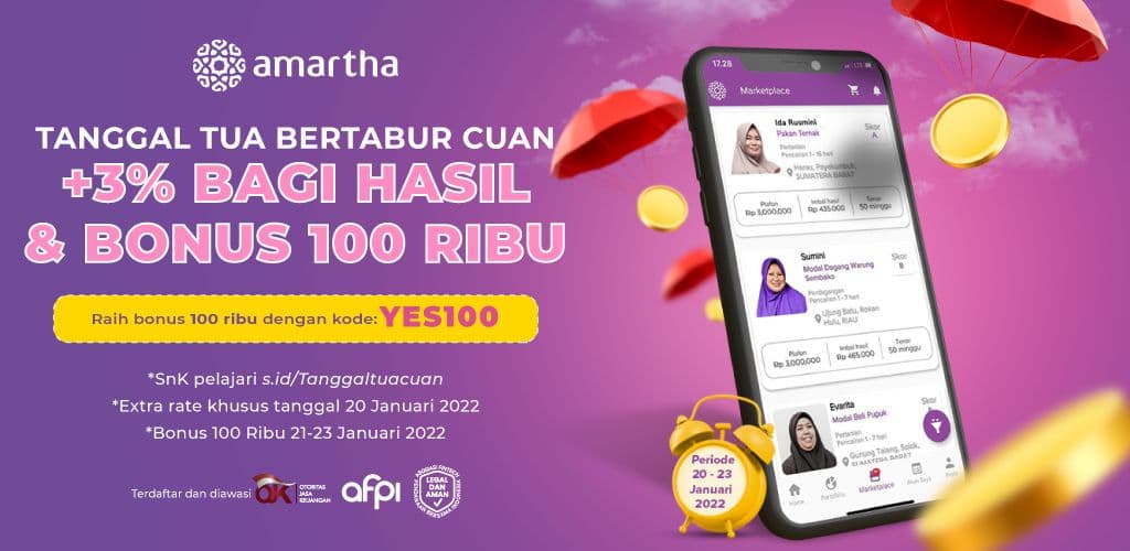 Promo Amartha Akhir Pekan Bertabur Cuan. Modalin Mitra Sekarang!