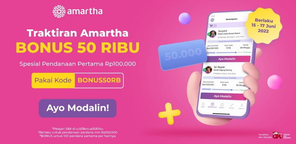 Traktiran Bonus 50.000 dari Amartha! Saatnya Modalin!